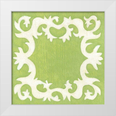 Petite Suzani in Green White Modern Wood Framed Art Print by Zarris, Chariklia