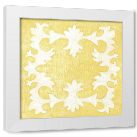 Petite Suzani in Yellow White Modern Wood Framed Art Print by Zarris, Chariklia