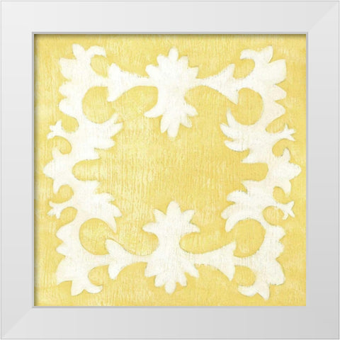 Petite Suzani in Yellow White Modern Wood Framed Art Print by Zarris, Chariklia