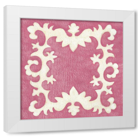 Petite Suzani in Pink White Modern Wood Framed Art Print by Zarris, Chariklia