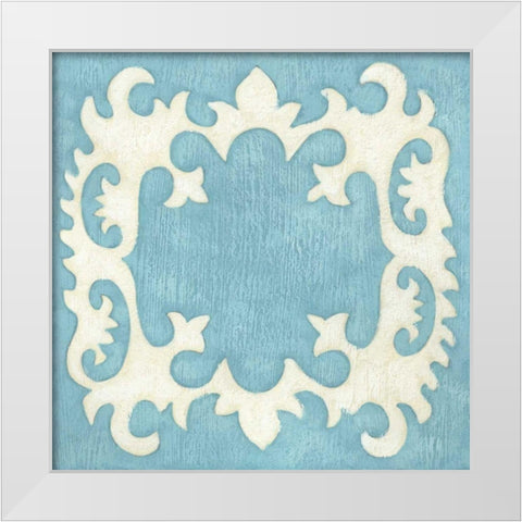 Petite Suzani in Blue White Modern Wood Framed Art Print by Zarris, Chariklia