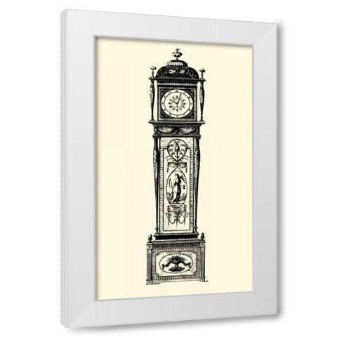 Small Antique Grandfather Clock I White Modern Wood Framed Art Print by Vision Studio