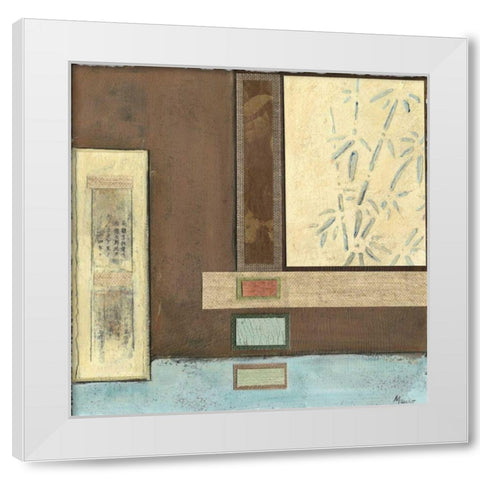 Chinese Scroll in Blue I White Modern Wood Framed Art Print by Mauro