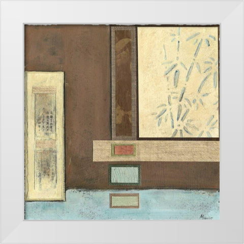 Chinese Scroll in Blue I White Modern Wood Framed Art Print by Mauro