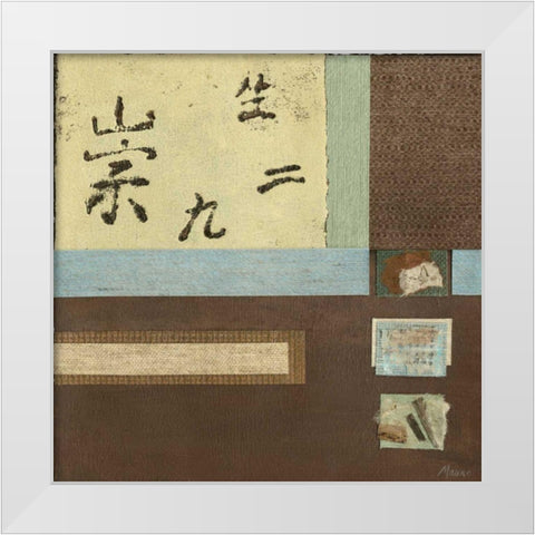 Chinese Scroll in Blue III White Modern Wood Framed Art Print by Mauro