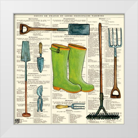 Garden Boots White Modern Wood Framed Art Print by Joyner, Ginny