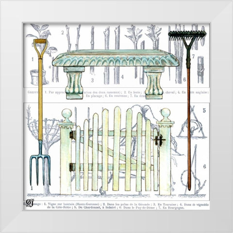 Garden Bench White Modern Wood Framed Art Print by Joyner, Ginny
