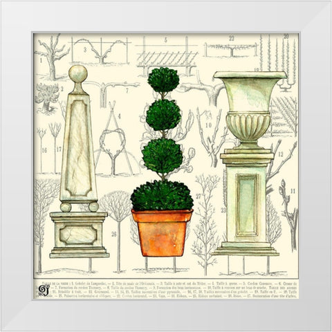 Garden Topiary White Modern Wood Framed Art Print by Joyner, Ginny