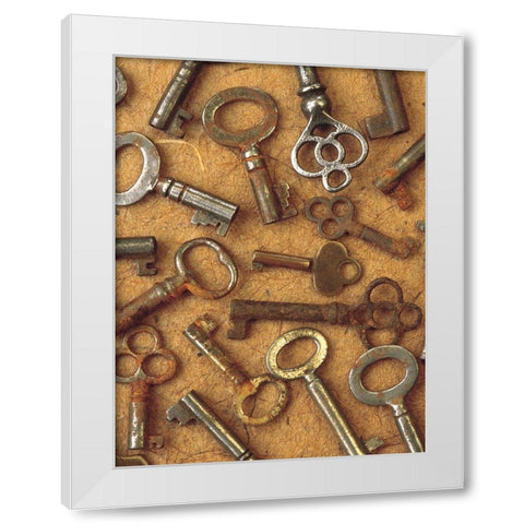 Antique Key Collage White Modern Wood Framed Art Print by Vision Studio