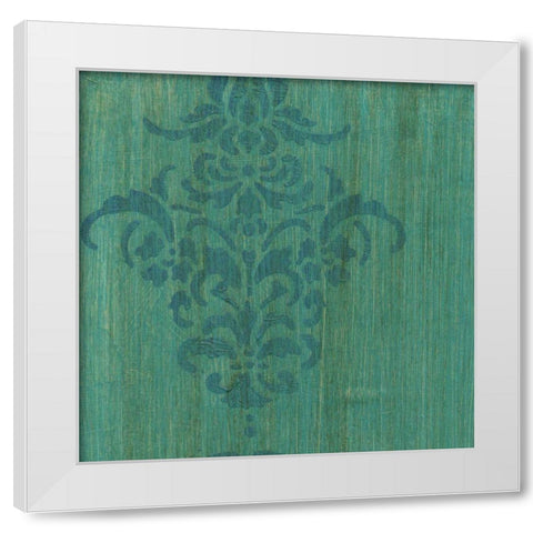 Verdigris Damask I White Modern Wood Framed Art Print by Holland, J.