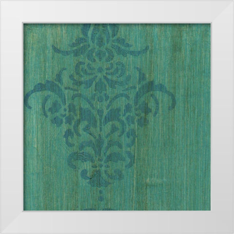 Verdigris Damask I White Modern Wood Framed Art Print by Holland, J.