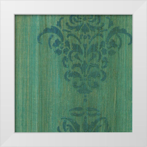 Verdigris Damask II White Modern Wood Framed Art Print by Holland, J.