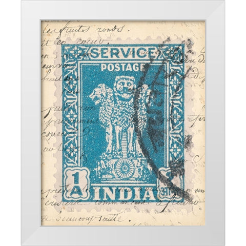 Vintage Stamp I White Modern Wood Framed Art Print by Vision Studio