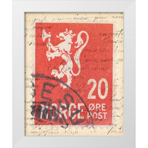 Vintage Stamp III White Modern Wood Framed Art Print by Vision Studio