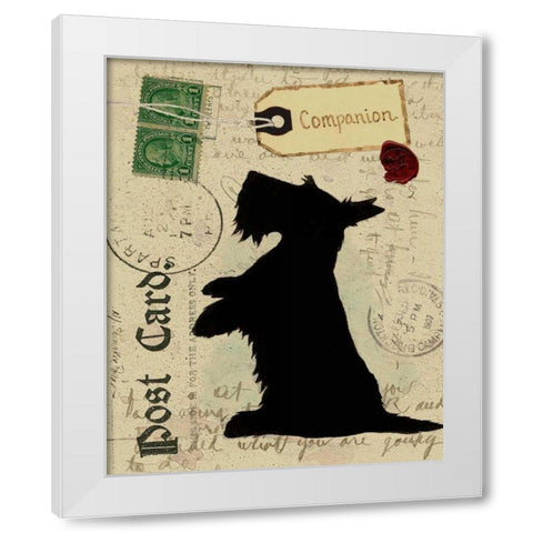 Scottie Silhouette White Modern Wood Framed Art Print by Pallan, Nancy S.