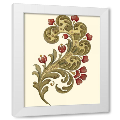 Jacobean Leaf II White Modern Wood Framed Art Print by Vision Studio