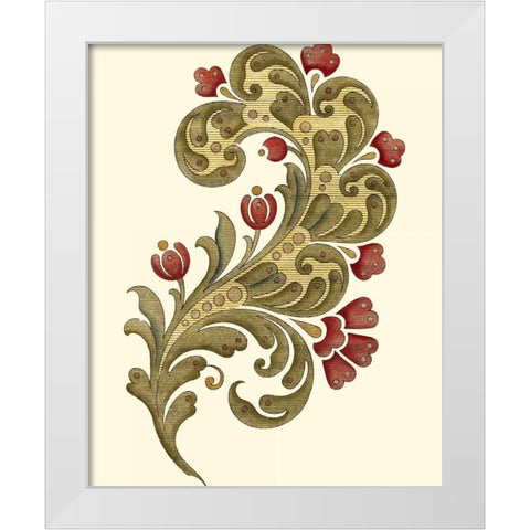 Jacobean Leaf II White Modern Wood Framed Art Print by Vision Studio