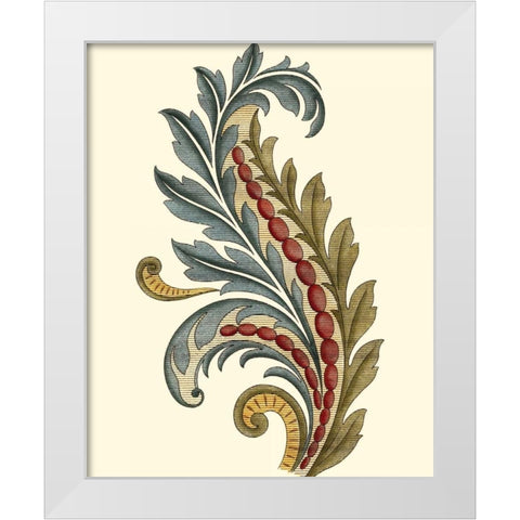 Jacobean Leaf III White Modern Wood Framed Art Print by Vision Studio