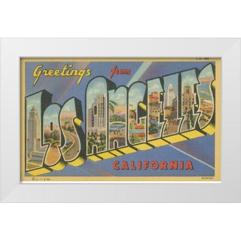 Greetings from Los Angeles White Modern Wood Framed Art Print by Unknown