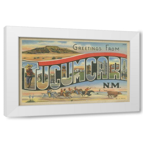 Greetings from Tucumcari White Modern Wood Framed Art Print by Unknown