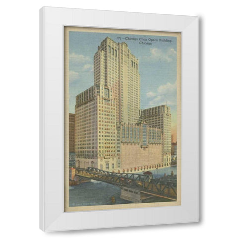 Chicago- Civic Opera Building White Modern Wood Framed Art Print by Unknown