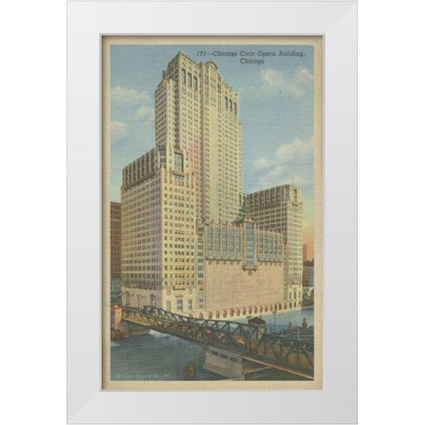 Chicago- Civic Opera Building White Modern Wood Framed Art Print by Unknown