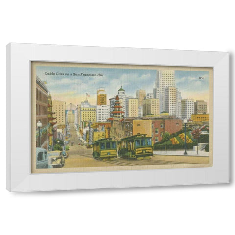 San Francisco- Cable Cars White Modern Wood Framed Art Print by Unknown