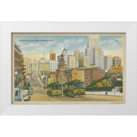 San Francisco- Cable Cars White Modern Wood Framed Art Print by Unknown