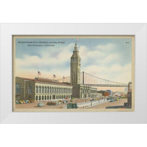 San Francisco- Market Street White Modern Wood Framed Art Print by Unknown