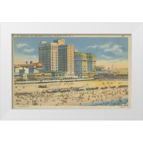Atlantic City, NJ- V White Modern Wood Framed Art Print by Unknown