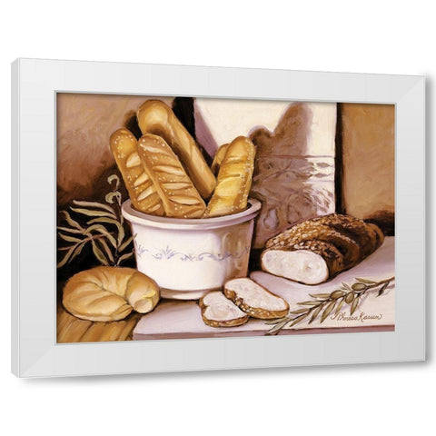 Bread Study White Modern Wood Framed Art Print by Kasun, Theresa