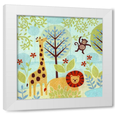 Jungle Buddies White Modern Wood Framed Art Print by Conway, Kim