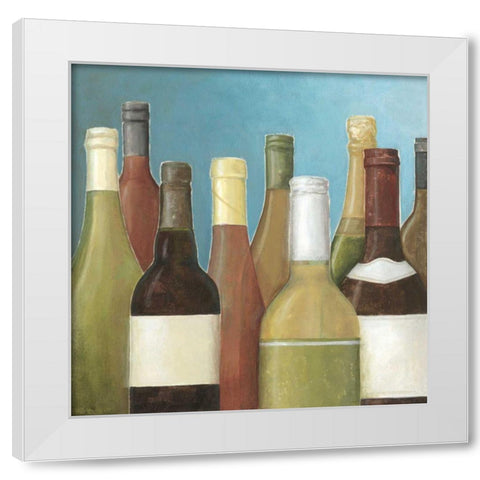 Wine Bottles I White Modern Wood Framed Art Print by Meagher, Megan