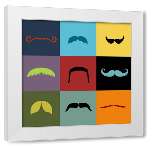 Moustache Grid White Modern Wood Framed Art Print by Vision Studio