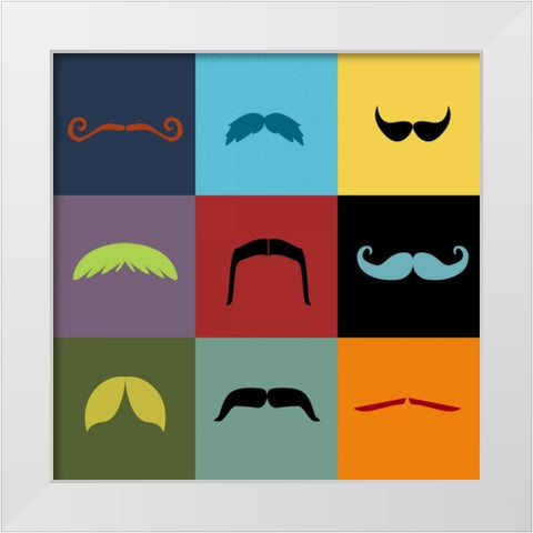 Moustache Grid White Modern Wood Framed Art Print by Vision Studio