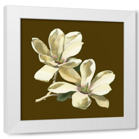 Magnolia on Taupe II White Modern Wood Framed Art Print by Unknown
