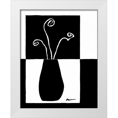 Minimalist Flower in Vase I White Modern Wood Framed Art Print by Goldberger, Jennifer