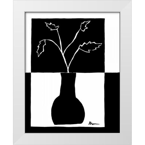 Minimalist Leaf in Vase I White Modern Wood Framed Art Print by Goldberger, Jennifer