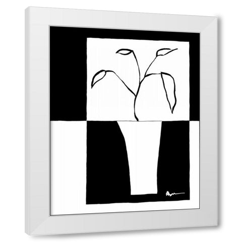 Minimalist Leaf in Vase II White Modern Wood Framed Art Print by Goldberger, Jennifer