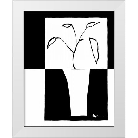 Minimalist Leaf in Vase II White Modern Wood Framed Art Print by Goldberger, Jennifer