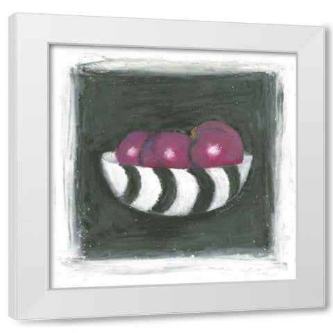 Plums in Bowl White Modern Wood Framed Art Print by Zarris, Chariklia