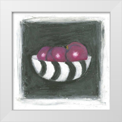 Plums in Bowl White Modern Wood Framed Art Print by Zarris, Chariklia