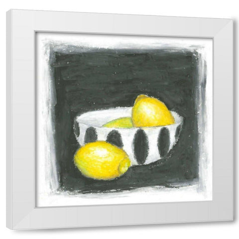 Lemons in Bowl White Modern Wood Framed Art Print by Zarris, Chariklia