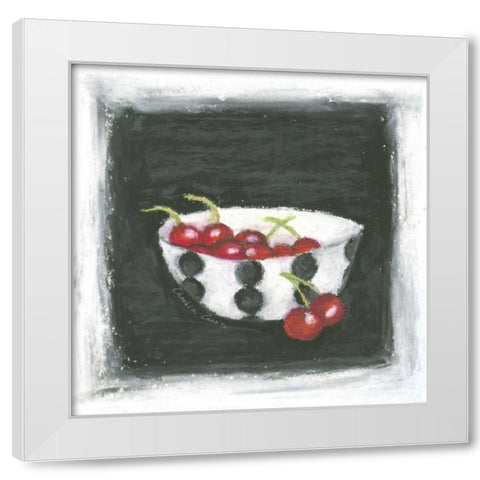 Cherries in Bowl White Modern Wood Framed Art Print by Zarris, Chariklia