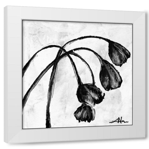 Mini Swooning Tulips I White Modern Wood Framed Art Print by Unknown