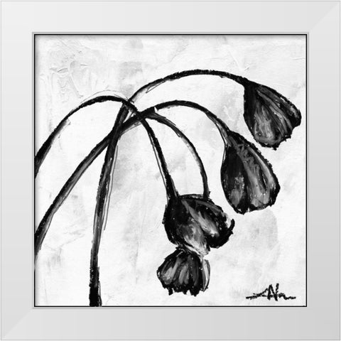 Mini Swooning Tulips I White Modern Wood Framed Art Print by Unknown