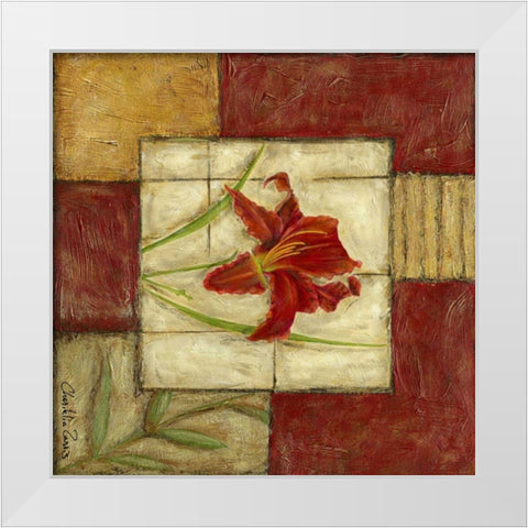 Flower Montage III White Modern Wood Framed Art Print by Zarris, Chariklia