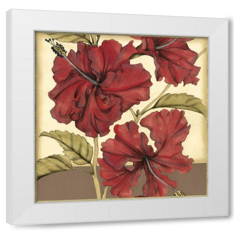 Cropped Sophisticated Hibiscus I  White Modern Wood Framed Art Print by Goldberger, Jennifer