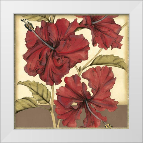 Cropped Sophisticated Hibiscus I  White Modern Wood Framed Art Print by Goldberger, Jennifer