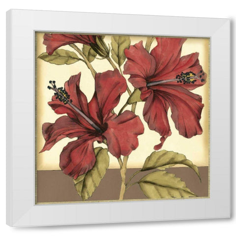 Cropped Sophisticated Hibiscus II White Modern Wood Framed Art Print by Goldberger, Jennifer